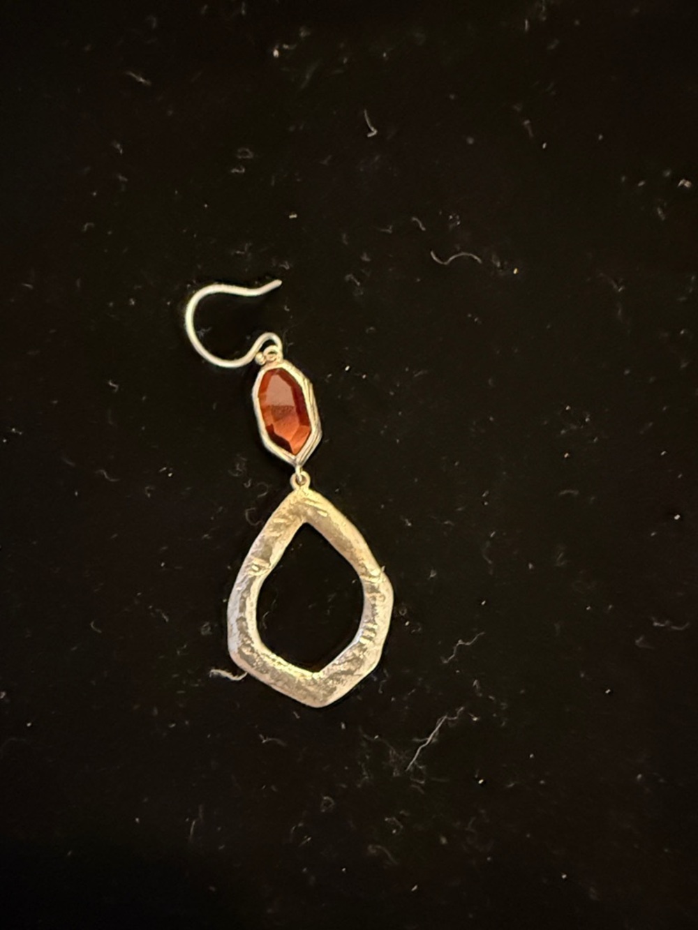 Sterling Silver Teardrop Earring with Garnet-Red Stone